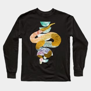 Rainbow Leopard Print Snake Negative Painting Long Sleeve T-Shirt